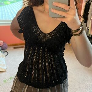 The Limited Black Ruffled Sleeveless Blouse